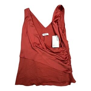 BAILEY 44 Aphrodite Coral Ruched V Neck Sleeveless Tank Top Women XL NWT